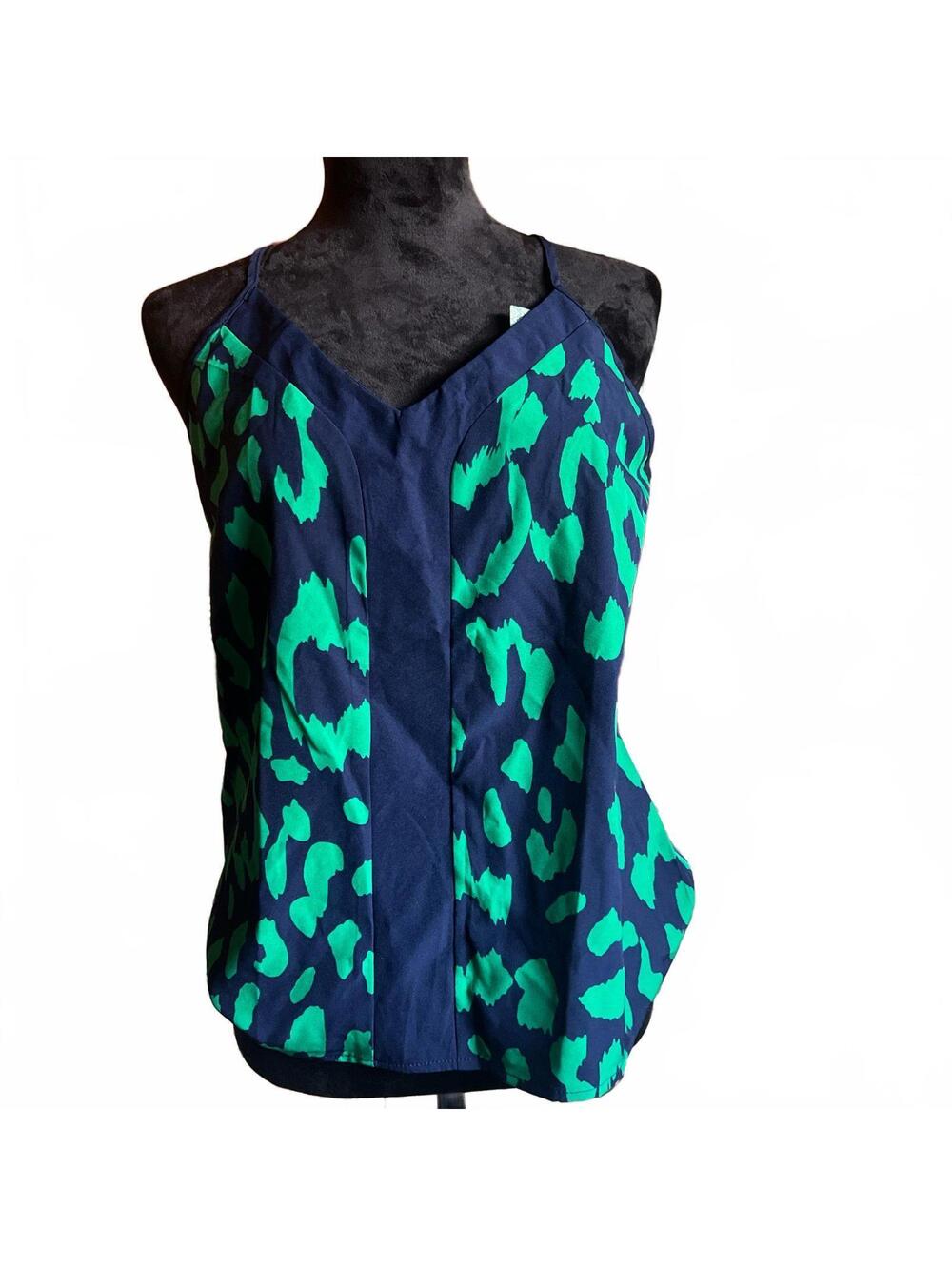 Blue and green leopard print tank top